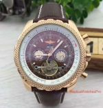 Low Price Copy Breitling for Bentley Tourbillon Watch Rose Gold Brown Leather Buy Now